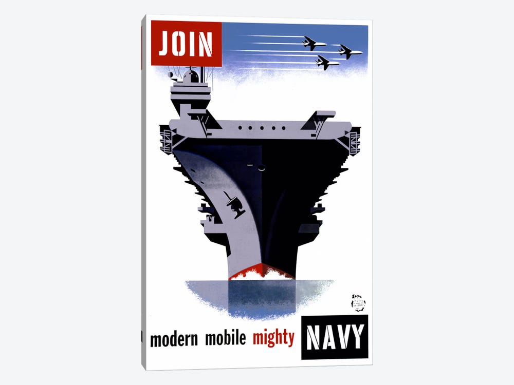 Join the Navy, Modern Mobile Mighty by Print Collection 1-piece Canvas Wall Art
