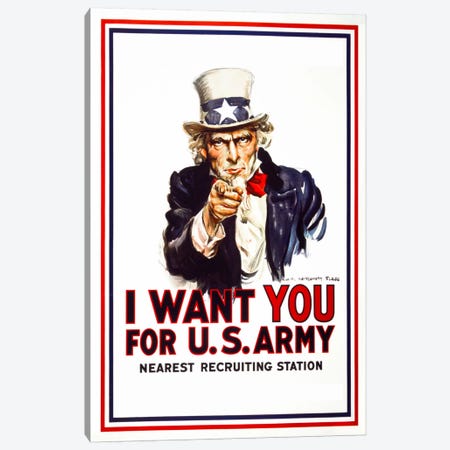 I Want You For U.S. Army Canvas Print #PCA93} by Print Collection Canvas Art Print