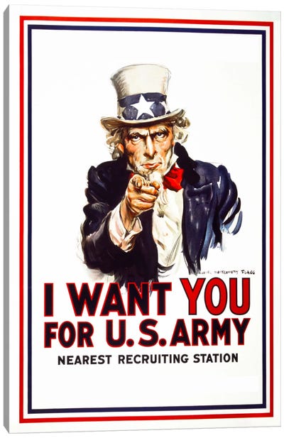 I Want You For U.S. Army Canvas Art Print - Propaganda Posters