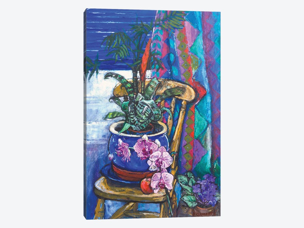 Harlequin Pattern And Orchid Still Life by Patricia Clements 1-piece Canvas Print