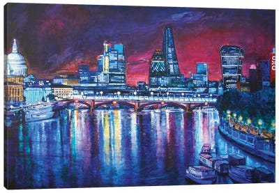 London Cityscape From St. Paul's To Oxo Tower Canvas Art Print - Patricia Clements