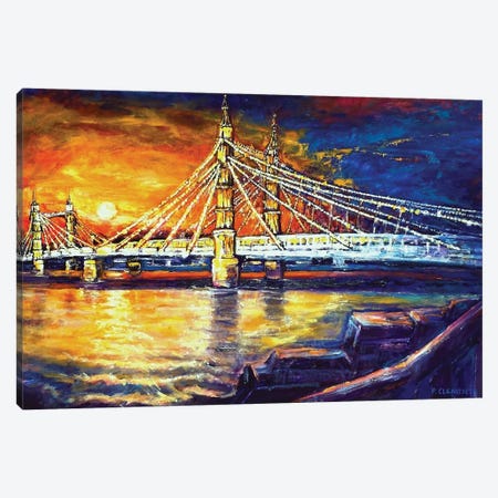 London Sunset Of Albert Bridge Canvas Print #PCC27} by Patricia Clements Art Print