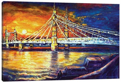 London Sunset Of Albert Bridge Canvas Art Print - Patricia Clements