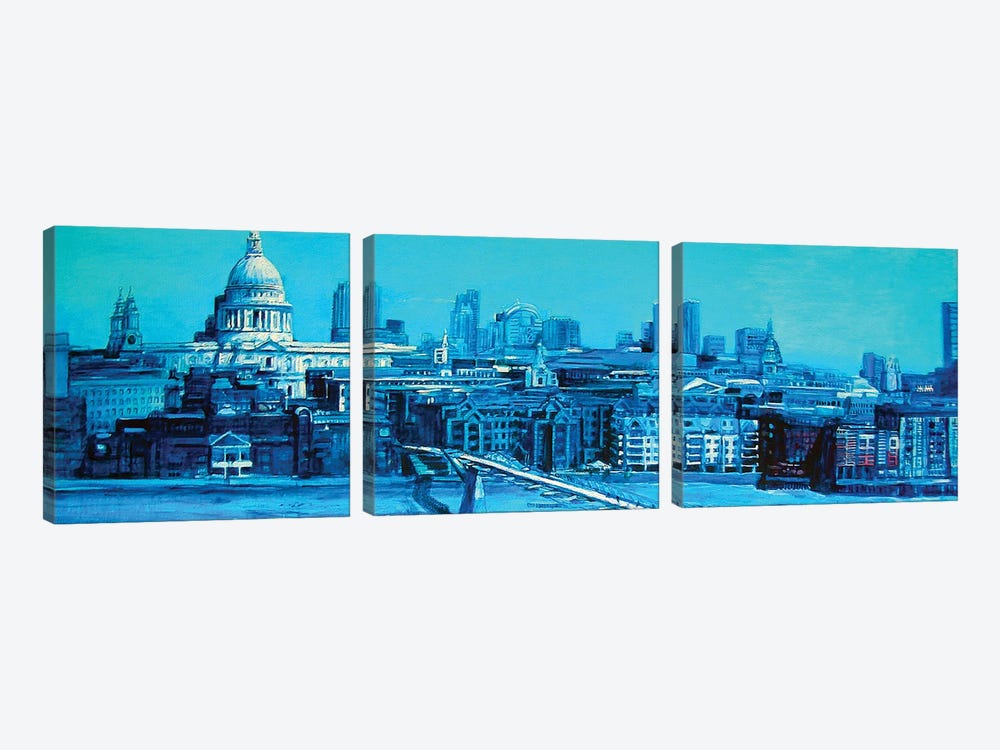 London From St Paul's Cathedral Blue by Patricia Clements 3-piece Canvas Art Print