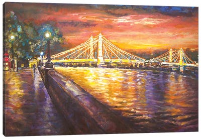 Albert Bridge London Canvas Art Print - Patricia Clements