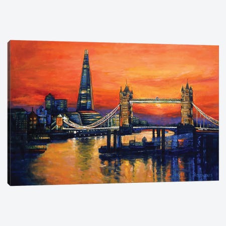 Orange Sunset Tower Bridge Canvas Print #PCC30} by Patricia Clements Canvas Art Print
