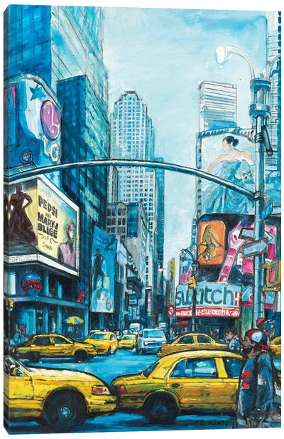 New York On The Broadway Canvas Art Print - Times Square