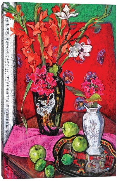 Still Life With Gladioli Canvas Art Print - Patricia Clements