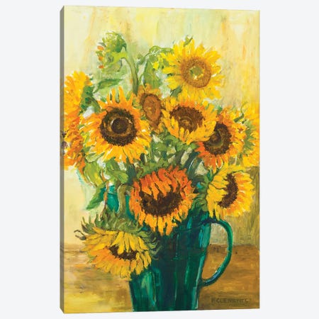 Sunflowers In A Green Jig Canvas Print #PCC47} by Patricia Clements Canvas Print