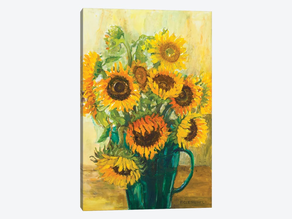 Sunflowers In A Green Jig by Patricia Clements 1-piece Canvas Art Print