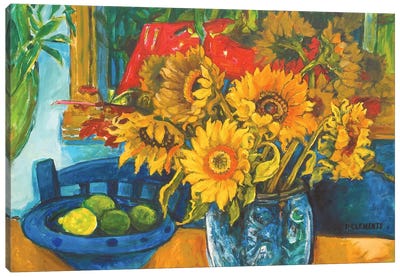 Sunflowers And Limes Canvas Art Print - Patricia Clements