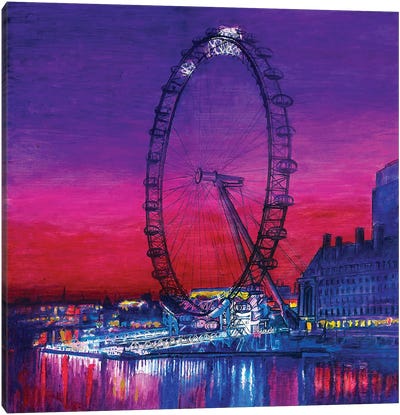 The Big Wheel London Canvas Art Print - Amusement Park Art