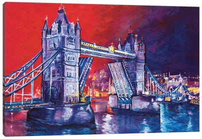 Tower Bridge Opening Canvas Art Print - Patricia Clements
