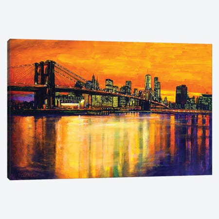 Brooklyn Bridge Sunset Canvas Print #PCC7} by Patricia Clements Art Print
