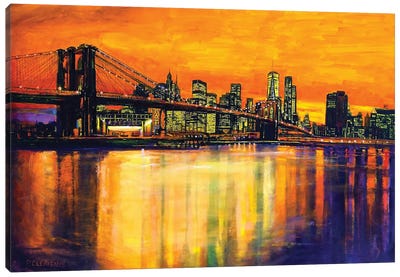 Brooklyn Bridge Sunset Canvas Art Print - Patricia Clements