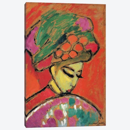 Young Girl with a Flowered Hat, 1910 Canvas Print #PCD2} by Alexej von Jawlensky Art Print