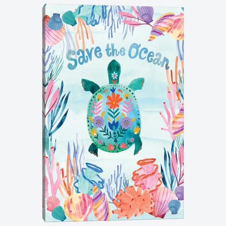 Save the Ocean Canvas Print #PCE10} by Corinne Lent Canvas Print