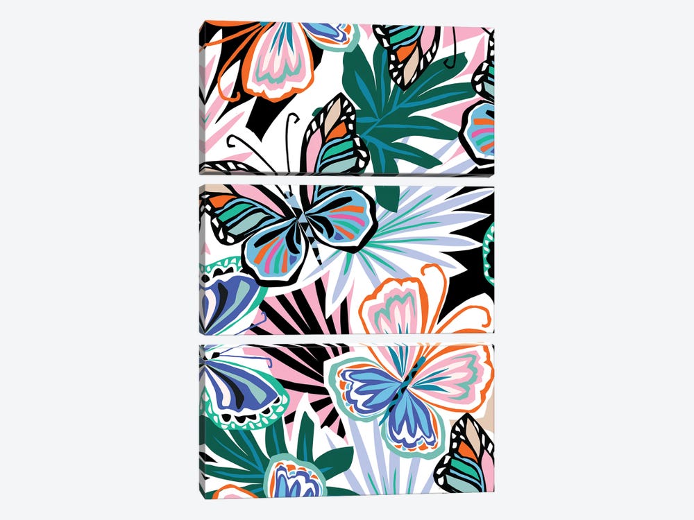 Butterfly Garden I by Corinne Lent 3-piece Canvas Print