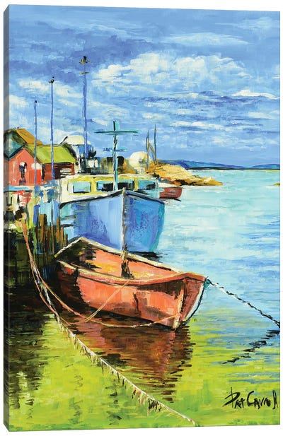 Fishing Boats At Dock Canvas Art Print