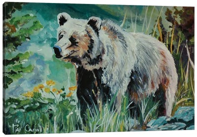 Monarch Of The Forest Canvas Art Print - Grizzly Bear Art