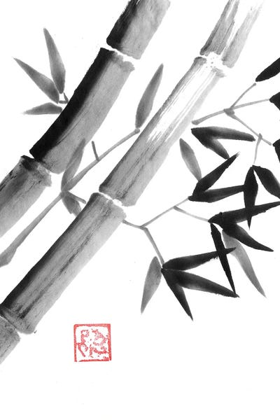 Péchane - Framed Canvas Art: Washi Bamboos by Péchane