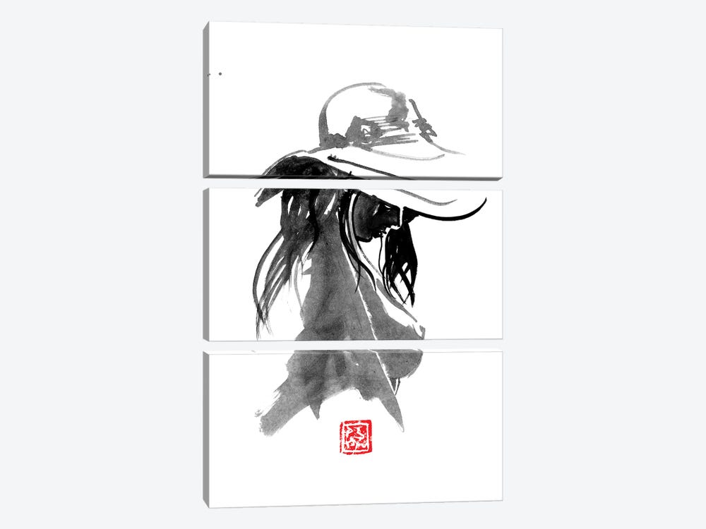 Nude With Hat by Péchane 3-piece Canvas Wall Art