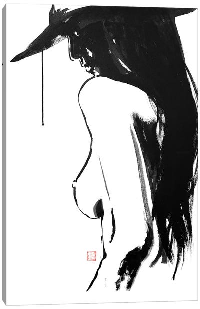 Nude’s Hat Canvas Art Print - Black, White & Red Art