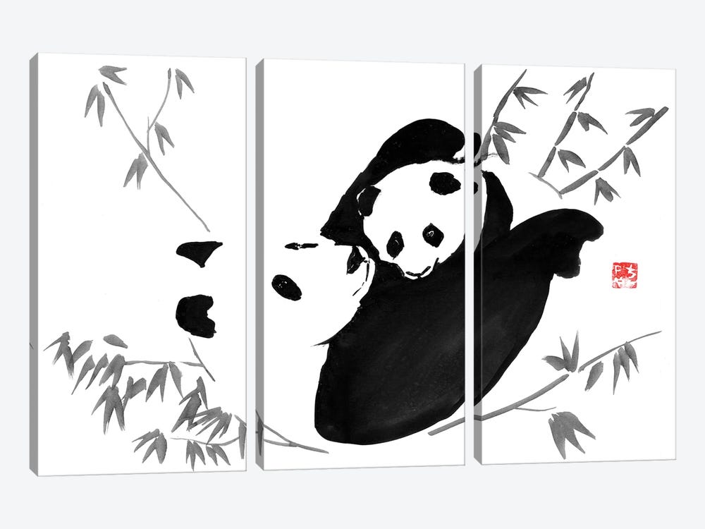 Panda Family by Péchane 3-piece Canvas Artwork