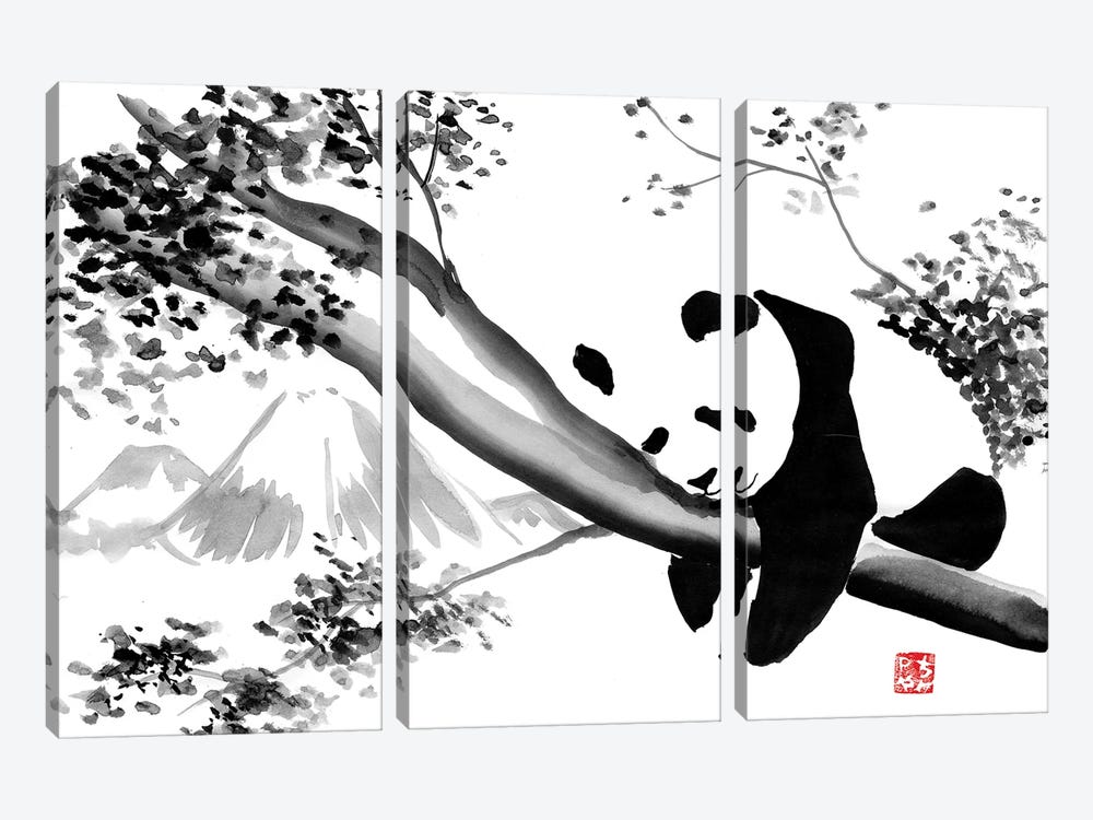 Panda's Tree by Péchane 3-piece Canvas Art