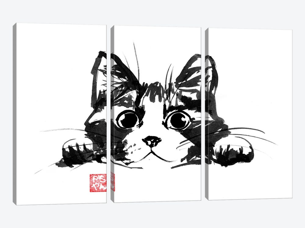 Playing Cat by Péchane 3-piece Canvas Art Print