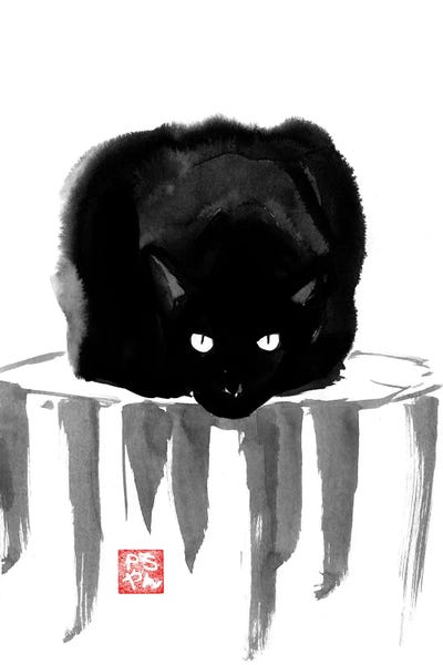 Black Cats: Black Cat On Wood by Péchane