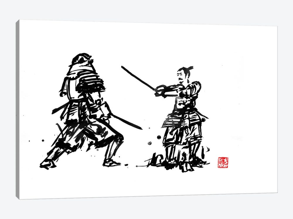Samurais Fight by Péchane 1-piece Canvas Art
