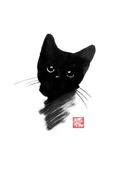 Black & White & Red: Small Cat II by Péchane