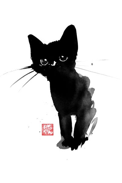 Black & White & Red: Spotty Cat by Péchane