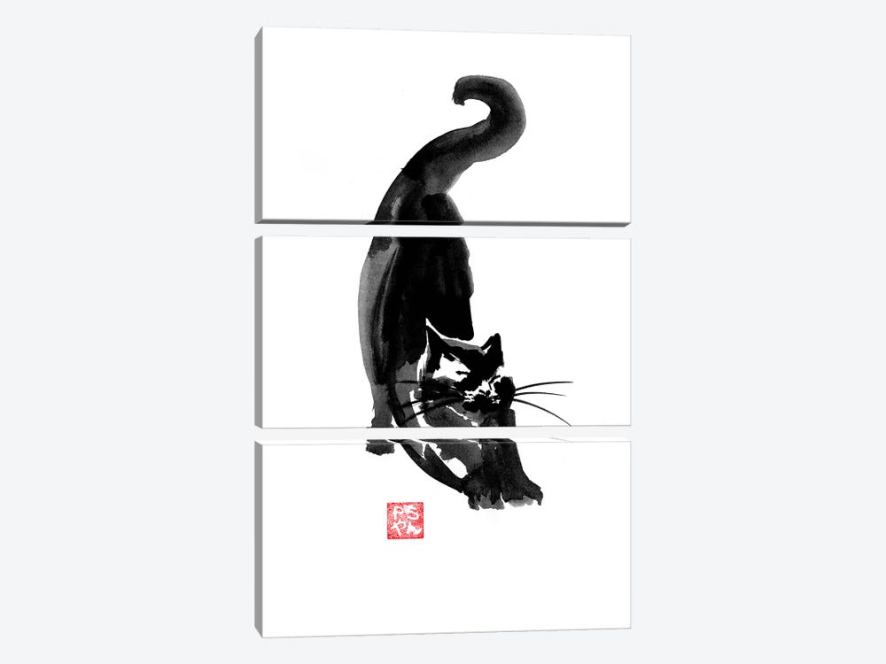 Stretching Cat by Péchane 3-piece Canvas Art Print