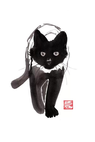 Black & White & Red: Walking Cat by Péchane