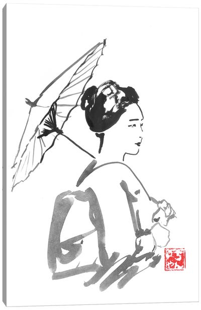 Walking Geisha Canvas Art Print - Japanese Culture