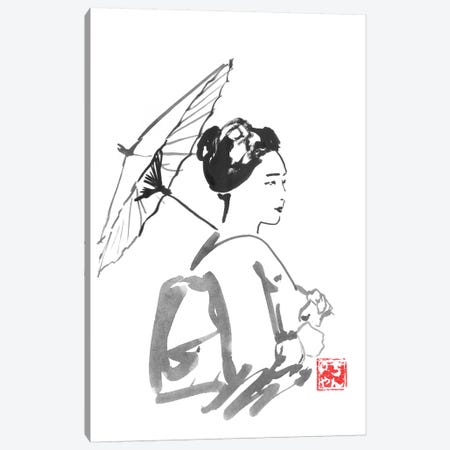 Walking Geisha Canvas Print #PCN192} by Péchane Art Print