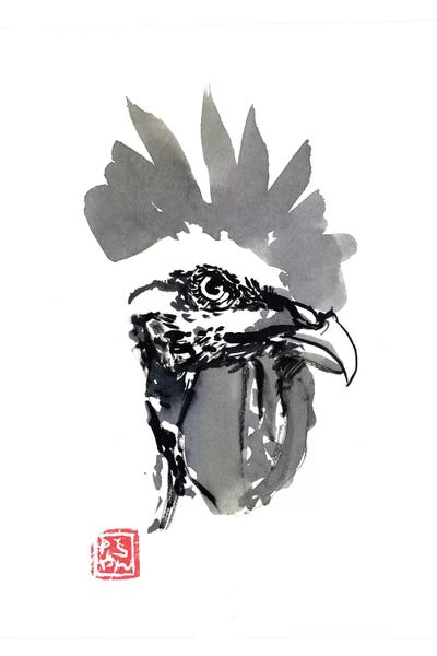Coq Head by Péchane metal wall art