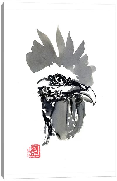 Coq Head Canvas Art Print - Chicken & Rooster Art