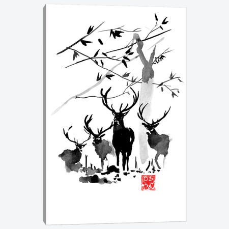 Deer Family Canvas Print #PCN216} by Péchane Art Print
