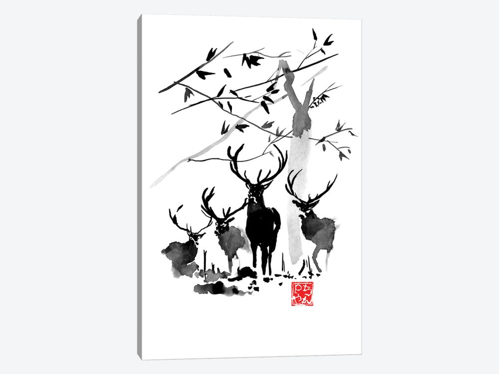 Deer Family by Péchane 1-piece Canvas Artwork