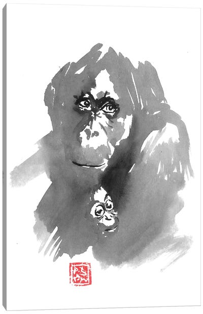 Gorillla Family Canvas Art Print - Gorilla Art