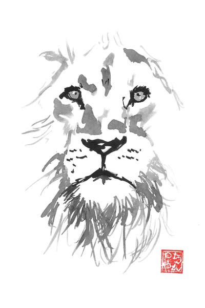 Black & White & Red: Lion In White by Péchane