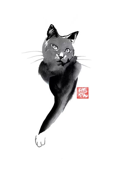 Cat Line by Péchane metal wall art