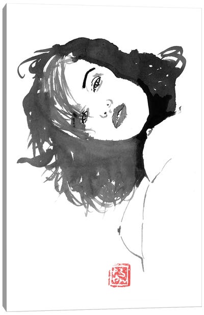 Looking Down Canvas Art Print - Black & White Minimalist Décor