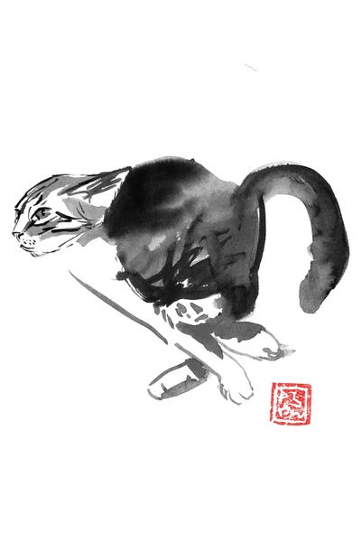 Black & White & Red: Running Cat by Péchane