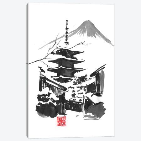 Fuji San And Temple Canvas Print #PCN258} by Péchane Canvas Wall Art