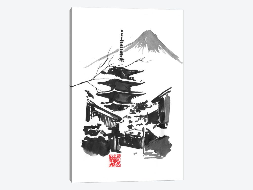 Fuji San And Temple by Péchane 1-piece Canvas Wall Art