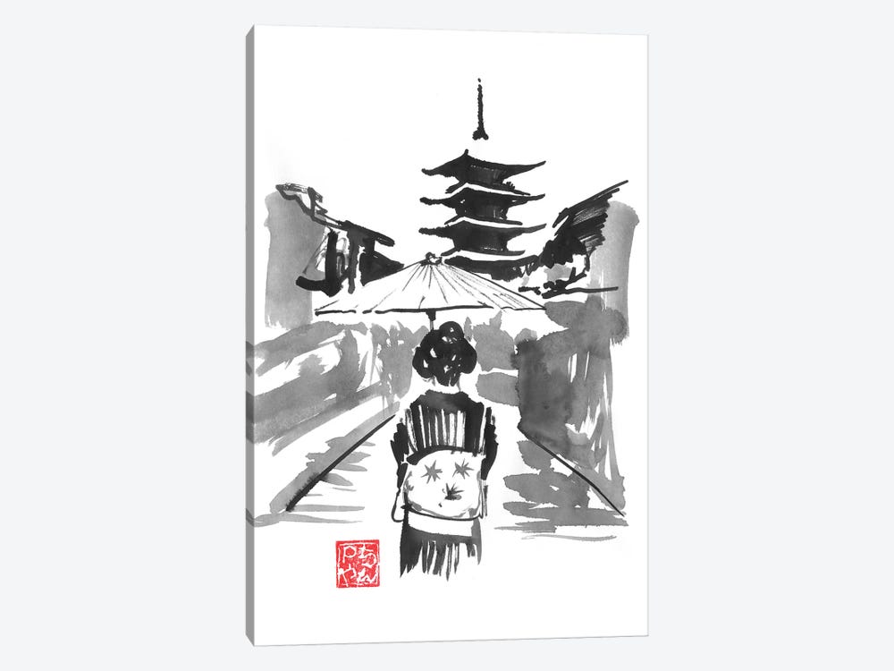 Geisha And Pagode by Péchane 1-piece Canvas Print
